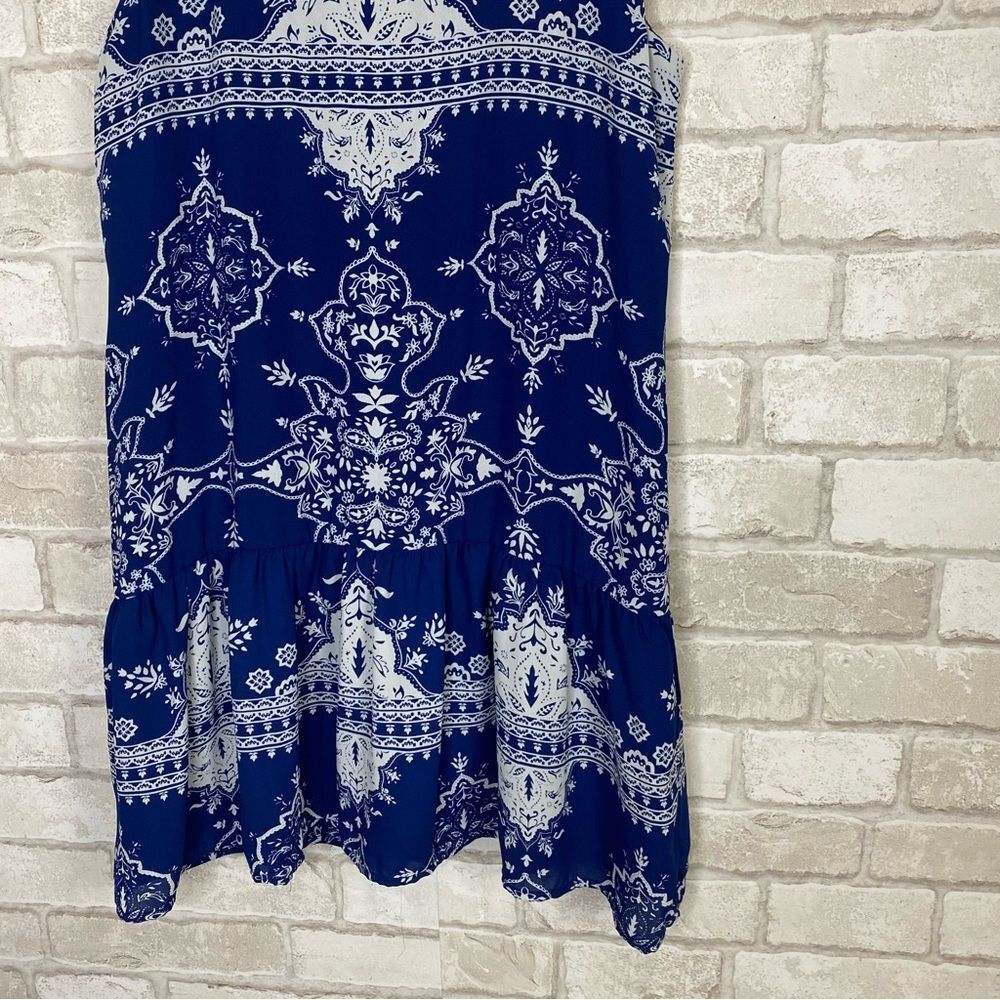 Lovers + Friends Blue & White Sleeveless Temple Dress Size M - Picture 13 of 16